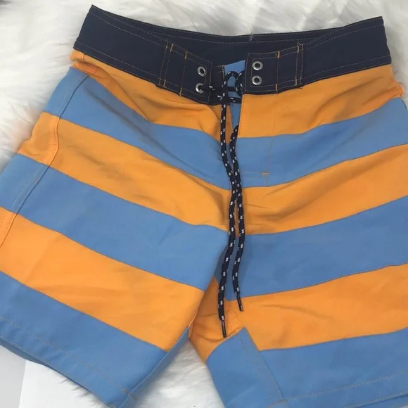 Greenlines BroadShorts For Teens Size 26 Basque Light Blue and Orange with Navy